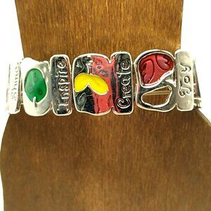 Positive Intention Silver-tone Paneled Stretch Bracelet NWOT